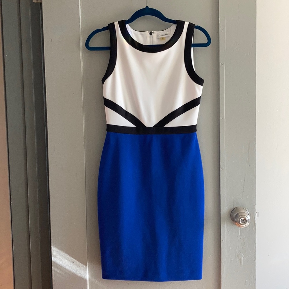Calvin Klein Women's Blue Colorblock Sheath Dress